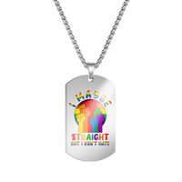 Classic Style Letter Rainbow Stainless Steel Pendant Necklace sku image 1