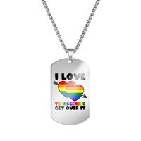Classic Style Letter Rainbow Stainless Steel Pendant Necklace sku image 6