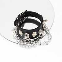 Hip-hop Solid Color Leather Patchwork Unisex Bracelets main image 4