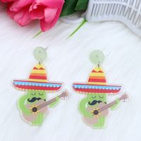 Ethnic Style Cowboy Style Cactus Animal Arylic Asymmetrical Irregular Printing Women's Drop Earrings sku image 1