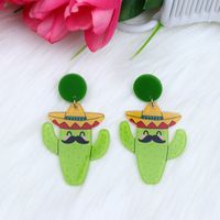 Ethnic Style Cowboy Style Cactus Animal Arylic Asymmetrical Irregular Printing Women's Drop Earrings sku image 7