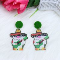 Ethnic Style Cowboy Style Cactus Animal Arylic Asymmetrical Irregular Printing Women's Drop Earrings sku image 2