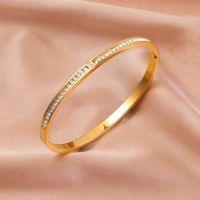 Basic Classic Style Round Titanium Steel Inlay Zircon Bangle sku image 1