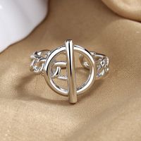 Simple Style Solid Color Copper Toggle Plating Open Ring sku image 1
