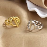Simple Style Solid Color Copper Toggle Plating Open Ring main image 4