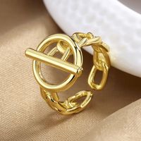 Simple Style Solid Color Copper Toggle Plating Open Ring main image 1