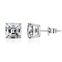 Wholesale Simple Style Square Sterling Silver Inlay High Carbon Diamond Earrings Necklace sku image 1