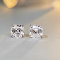 Wholesale Simple Style Square Sterling Silver Inlay High Carbon Diamond Earrings Necklace main image 4