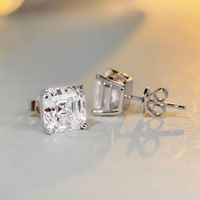 Wholesale Simple Style Square Sterling Silver Inlay High Carbon Diamond Earrings Necklace main image 1