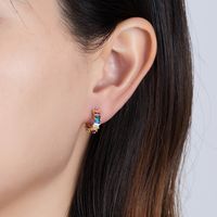 1 Pair Simple Style Shiny C Shape Plating Inlay Sterling Silver Zircon 18k Gold Plated Rhodium Plated Ear Studs main image 6