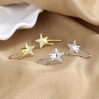 1 Pair Simple Style Commute Star Inlay Copper Zircon Earrings main image 1