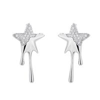 1 Pair Simple Style Commute Star Inlay Copper Zircon Earrings main image 4