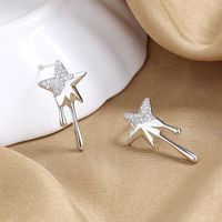 1 Pair Simple Style Commute Star Inlay Copper Zircon Earrings main image 3