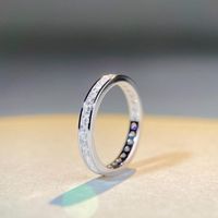 Wholesale Basic Solid Color Sterling Silver Inlay High Carbon Diamond Rings main image 3