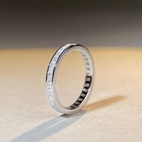 Wholesale Basic Solid Color Sterling Silver Inlay High Carbon Diamond Rings main image 2