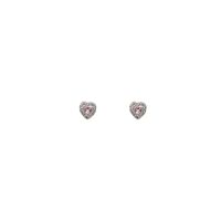 1 Pair Princess Sweet Heart Shape Plating Inlay Sterling Silver Zircon Ear Studs main image 3
