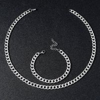Wholesale Simple Style Solid Color Stainless Steel Plating Gold Plated Bracelets Necklace sku image 1