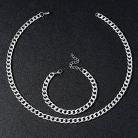 Wholesale Simple Style Solid Color Stainless Steel Plating Gold Plated Bracelets Necklace main image 5