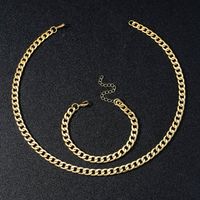 Wholesale Simple Style Solid Color Stainless Steel Plating Gold Plated Bracelets Necklace sku image 2