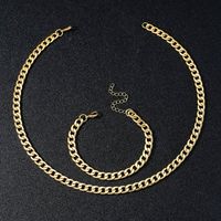 Wholesale Simple Style Solid Color Stainless Steel Plating Gold Plated Bracelets Necklace main image 6