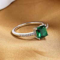 Vintage Style Square Copper Inlay Zircon Rings main image 4