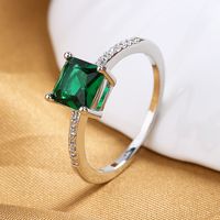 Vintage Style Square Copper Inlay Zircon Rings main image 1