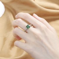 Vintage Style Square Copper Inlay Zircon Rings main image 5