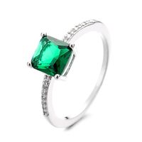 Vintage Style Square Copper Inlay Zircon Rings sku image 1