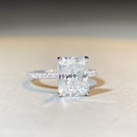 Basic Luxurious Lady Square Sterling Silver Moissanite Rings In Bulk main image 1
