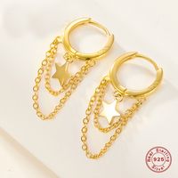 1 Pair Elegant Basic Lady Star Plating Sterling Silver 18k Gold Plated White Gold Plated Drop Earrings main image 1
