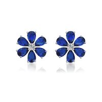 Wholesale Simple Style Flower Sterling Silver Inlay Earrings Necklace sku image 9