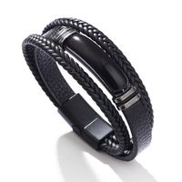 Punk Moderner Stil Britischer Stil Geometrisch Pu-leder Inlay Achat Männer Armbänder main image 4