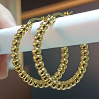 1 Pair Elegant Lady Solid Color Plating Titanium Steel Hoop Earrings main image 2