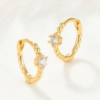1 Pair Simple Style Commute Circle Plating Inlay Sterling Silver Zircon 18k Gold Plated White Gold Plated Hoop Earrings main image 3