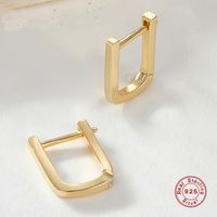 1 Pair Basic Simple Style Commute Square Plating Sterling Silver 18k Gold Plated White Gold Plated Earrings main image 1