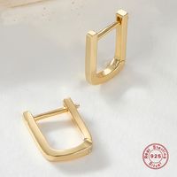 1 Paire De Base Style Simple Commuer Carré Placage Argent Sterling Plaqué Or 18k Or Blanc Plaqué Des Boucles D'oreilles main image 1