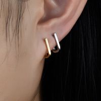 1 Pair Basic Simple Style Commute Square Plating Sterling Silver 18k Gold Plated White Gold Plated Earrings main image 2