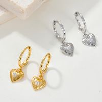 1 Pair Casual Lady Heart Shape Plating Inlay Sterling Silver Zircon 18k Gold Plated White Gold Plated Drop Earrings main image 3