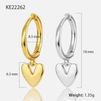 1 Pair Casual Lady Heart Shape Plating Inlay Sterling Silver Zircon 18k Gold Plated White Gold Plated Drop Earrings sku image 1