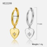 1 Pair Casual Lady Heart Shape Plating Inlay Sterling Silver Zircon 18k Gold Plated White Gold Plated Drop Earrings sku image 2