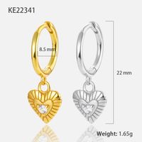 1 Pair Casual Lady Heart Shape Plating Inlay Sterling Silver Zircon 18k Gold Plated White Gold Plated Drop Earrings sku image 3