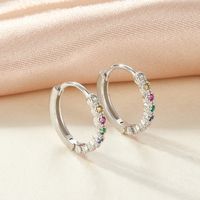 1 Pair Simple Style Classic Style Circle Plating Inlay Sterling Silver Zircon 18k Gold Plated White Gold Plated Hoop Earrings main image 3