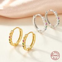 1 Pair Simple Style Classic Style Circle Plating Inlay Sterling Silver Zircon 18k Gold Plated White Gold Plated Hoop Earrings main image 1