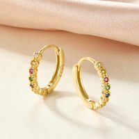 1 Pair Simple Style Classic Style Circle Plating Inlay Sterling Silver Zircon 18k Gold Plated White Gold Plated Hoop Earrings main image 4