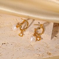1 Pair Vintage Style Classic Style Geometric Inlay Copper Freshwater Pearl 18k Gold Plated Earrings main image 4
