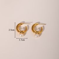 1 Pair Vintage Style Classic Style Geometric Inlay Copper Freshwater Pearl 18k Gold Plated Earrings sku image 1