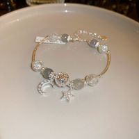 Sucré Forme De Cœur Fleur Coquille Alliage Perlé Placage Incruster Strass Opale Femmes Bracelets sku image 29