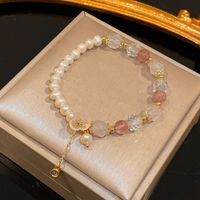 Sucré Forme De Cœur Fleur Coquille Alliage Perlé Placage Incruster Strass Opale Femmes Bracelets sku image 27