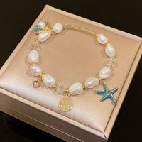 Sweet Heart Shape Flower Shell Alloy Beaded Plating Inlay Rhinestones Opal Women's Bracelets sku image 33
