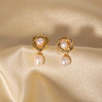 1 Pair Retro Geometric Plating Inlay Copper Artificial Pearls 18k Gold Plated Drop Earrings main image 4